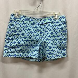 VIneyard Vines Patterned Whale Tail Shorts Teal Blue Cotton Blend 4